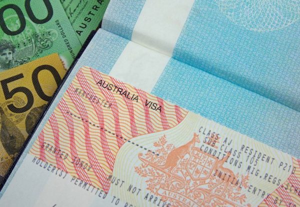 Australian,Visa,On,An,Open,Passport,With,Australian,Currency,Bank